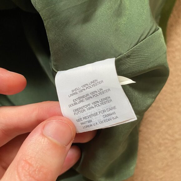 J.Crew Sleeveless Pleated Linen Dress Olive Green Size 00 Lined Knee Length Midi - Picture 14 of 14